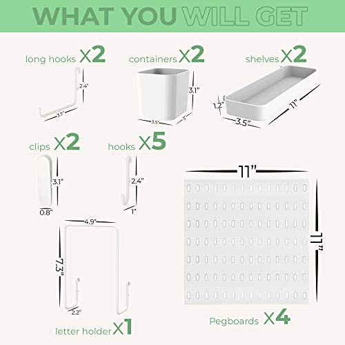 Keepo Pegboard Combination Kit with 4 Pegboards and 14 Accessories
