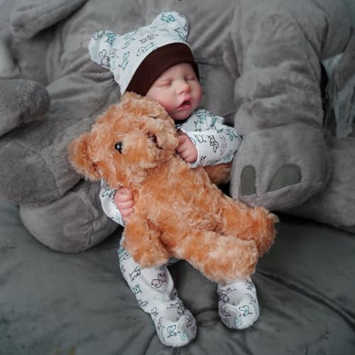 Brastoy Bebê Reborn Boneca Silicone Pintada Menino Urso Original 48cm