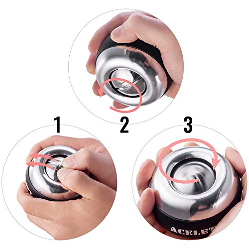 ACELETE Auto-Start 2.0 Power Ball Wrist Trainer Ball Forearm Exerciser Wrist Strengthener Workout Toy Spinner Gyro Ball with LED Lights