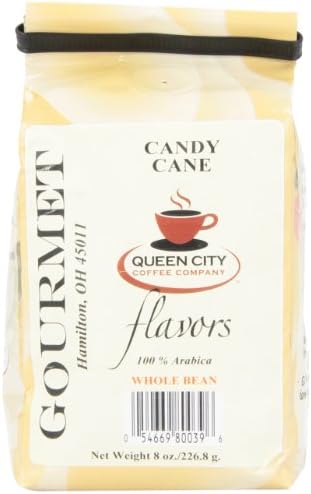 Queen City Candy Cane Flavored Whole Bean Coffee, 8-Ounce Bags (Pack of 3)