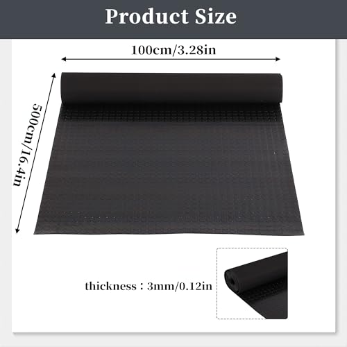 GOOFCXO 16.4 x 3.3Ft Coin-Grip Garage Floor Mat 3MM Thickness Heavy Duty Garage Floor Rubber Mat Non-Slip Rubber Floor Mat Garage Flooring Mat for Garage Industry Home Gym Workshop, Black