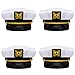 Captain's Yacht Sailors Hat (4 Pack) ● Captain’s Hats Are A Great Family Cruise Accessory for Men, Women, Teens, Kids ● Black & White Yacht Hat Set for Parties Halloween Costume Accessory,