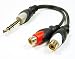 Philmore 6.35mm 1/4" Stereo Male To Dual RCA Female Y Audio Adapter Cable, 6" , 44-215