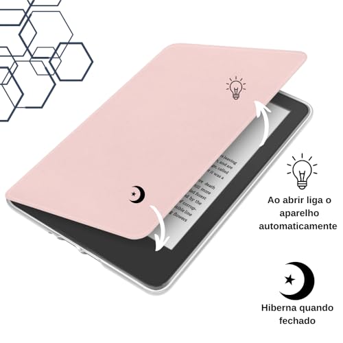 Capa Para Kindle 11ª Geração 2024 e 2022 (C2V2L3 e RS23CV) 6 Polegadas Acrílico Sistema de Hibernação - Fechamento Magnético (Rosa)