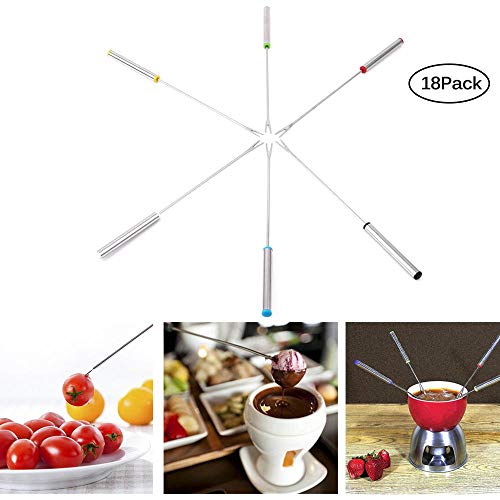 Pawaca Stainless Steel Fondue Forks, Set of 18 Dessert Fork with Heat Resistant Handle for Cheese Chocolate Fondue Roast Marshmallows Meat, Kitchen Tool Tableware for Kids - Thumbnail 7