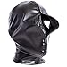 Leather Bondage Mask, Black Full Face Breathable Restraint Head Hood, Sex Toys, for Unisex Adults Couples, BDSM/LGBT Halloween Masquerade Mask