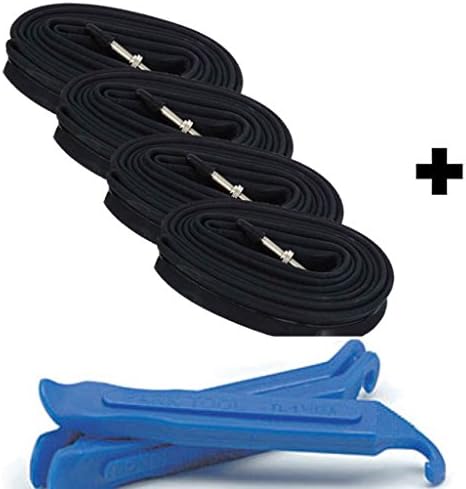 700Cx18-25MM Road Bike Inner Tube, Presta Valve, Stem Length 48MM, 60MM, 80MM, 4pc Pack with 2 Park Tool Levers (60MM PRESTA)