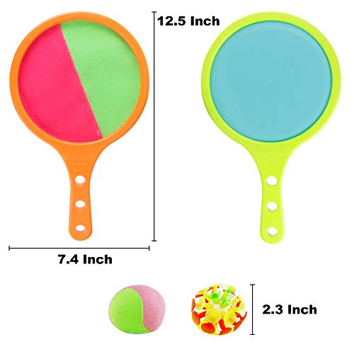 Toss Game Catch Ball 2 in 1 Paddle with Sticky Ball and Suction Cup Ball Sport Toys Play Set Outdoor Indoor Yard Beach Camping Party Gift for Kids Adults Toddlers Girls Boys Age 3 4 5 6 7 8 Years