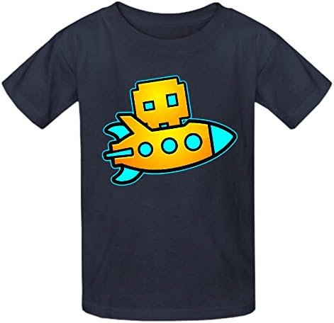 Toypop Geometry Dash Artwork Youth Cotton Round Collar Tshirts DIY Grey