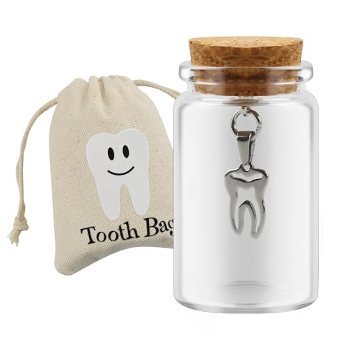 Thootyriaf Tooth Holders for Kids Keepsake, Glass Baby Tooth Box for Lost Teeth, First Baby Tooth Keepsake Box for Gift glass bottle(tooth fairy bottle)