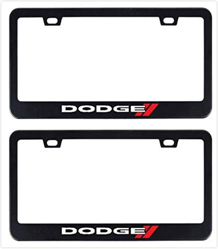 Minigo 2X Stainless Steel Challenge Charger SRT License Plate Frame Rust Free with Bolt Caps for Dodge Cover (2-Black)