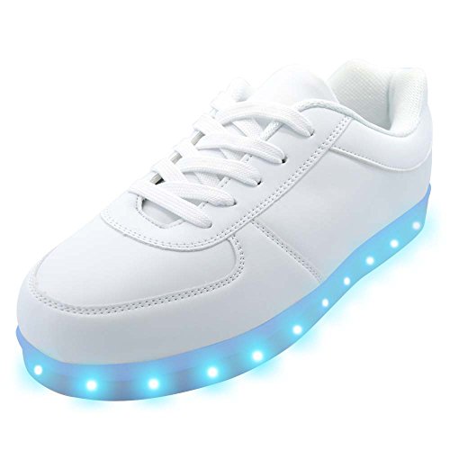 uruoi New Year Gift [New Logo] 11 Lighting Effects Light Up Shoes LED Sneakers For Women Men Girls Boys Christmas Halloween Birthday Party 1.5-2 M US Little Kid 33 White