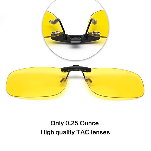 AHT Night Vision Glasses Clipon, Yellow Antiglare HD Vision, Foggy/ Rainy Days for Safety