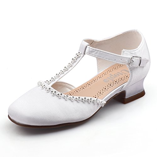 Nova Utopia Girls Low-Medium Heel Dress Sandal Flower Girl Shoes NF Utopia Girl NFGF057H White 1