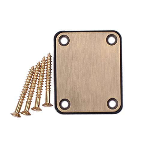 Milisten 2pcs Electric Guitar Neck Plates with 4pcs Screws for Strat Tele Guitar Jazz Bass Replacement Parts Accessories (Brass)