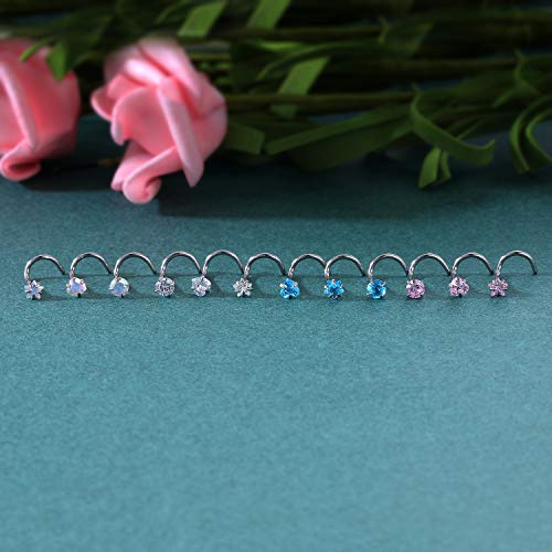 ZS 912PCS 20g Surgical Stainless Steel Nose Stud Ring Piercing Nose