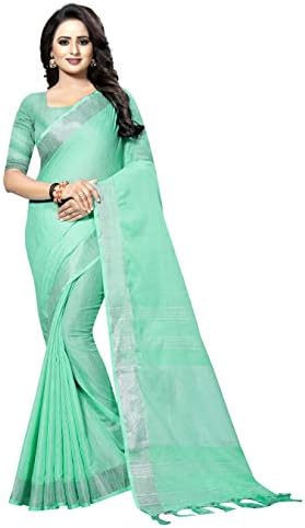 Regolith Designer Sarees Linen, Cotton, Banarasi Silk multi-colored Saree With Blouse Piece