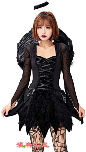 Amazon 悪魔 ハロウィン コスプレ衣装 翼付き 堕落の悪魔 コスチューム レース なりきりコスプレ イベント レディース 女性 可愛い 仮装 パーティー クリスマス 写真撮影 M コスプレ 仮装 通販