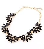 Vintage Resin Flower Bubble Bib Statement Pendant Necklace Choker Collar Jewellery (Black)