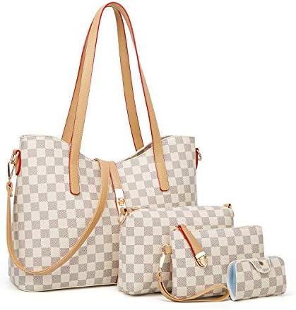 Women Fashion Synthetic Leather Handbags+Shoulder Bag+Purse+Card Holder 4pcs Set Tote