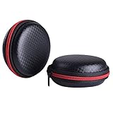 eBoot Hard Earphone Carrying Case Earbud Storage Pouch for Earbuds, USB Cable, Black and Red, 2 Pack
