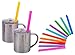 Housavvy Rabbit Stainless Steel Kids Cups with Lids and Straws,2 Pack of 10 Oz