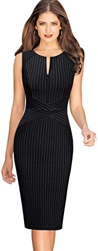 VFSHOW Womens Elegant Slim Front Zipper Work Business Office Cocktail Bodycon Sheath Dress