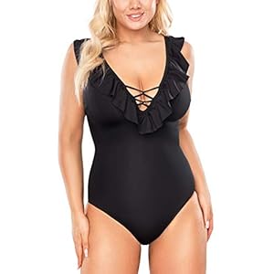 VIVISENCE Dames Badpak Badmode Soft Cups Gedessineerd V-hals EU 3105