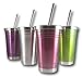 Colorful 16 Oz Stainless Steel Double Walled Insulated Tumbler and Lid and Straw by plumwood and vine (Pink)