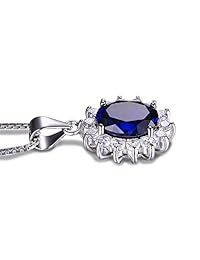 JewelryPalace - Collar con colgante de halo para mujer, plata de ley 925, diseño de piedras preciosas y piedra natalicia, 18.0 in