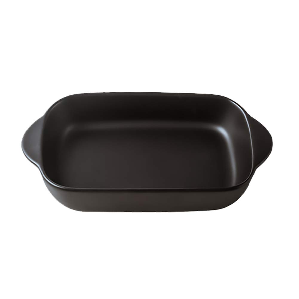 Black Small Ceramics Rectangular Baking Dishes with Handle for Oven Ceramic Baking Pan Lasagna Casserole Pan Individual Bakeware 9x5 inch