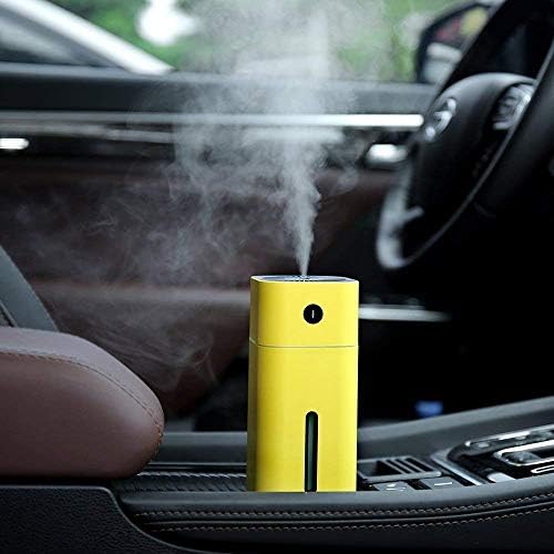 ONXE Car USB Mini Portable Personal Cool Mist Air Humidifier Diffuser with 7 color Night Light for Travel, Desk, room,Office,1Year Warranty (Yellow)