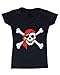 shop4ever Pirate Skull & Crossbones Women's V-Neck T-Shirt Pirate Flag Shirts Small Black 11224