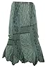 Women's Boho Maxi Skirt Stonewashed Green Embroidered Bohemian Long Skirts