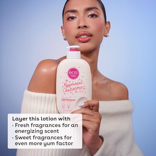 EOS SHEA BETTER HOLIDAY BODY LOTION, PEPPERMINT CASHMERE, LIMITED EDITION SKIN CARE, 24-HOUR MOISTURE, BODY LOTION FOR WOMEN, VEGAN, 16 FL OZ