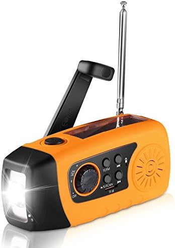 Emergency Hand Crank, Unionshopping Self Powered FM Solar Weather Radio with LED Flashlight, MP3 Player, 2000mAh Power Bank for iPhone/Smart Phone Camping Outdoor Sports