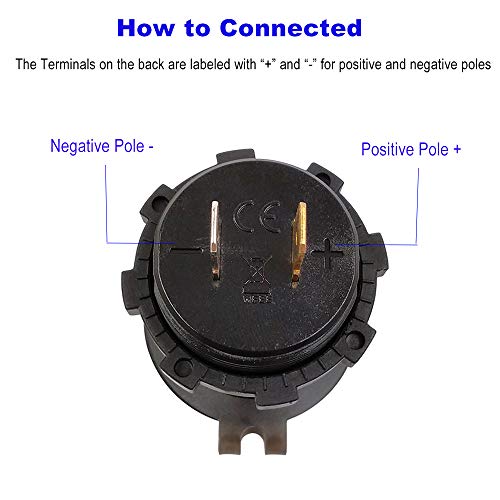 BUENNUS Motorcycle ATV Car USB Charger Adapter,Quick Charge 3.0 Power Outlet for Marine,RV,Boat,SUV,Truck with ON/Off Switch Voltmeter Waterproof Universal 12V-24V with Electric Drill Bit - Thumbnail 4