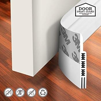 Holikme Door Draft Stopper Under Door Draft Blocker Insulator Door Sweep Weather Stripping Noise Stopper Strong Adhesive White 39