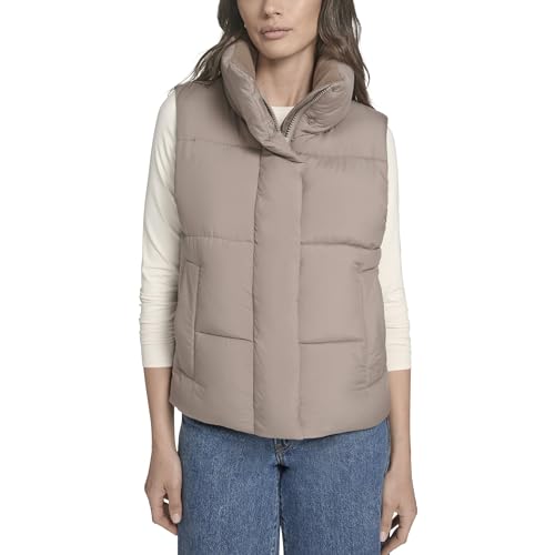 Levi's Women's Cloud Puff Puffer Vest, Taupe, Medium