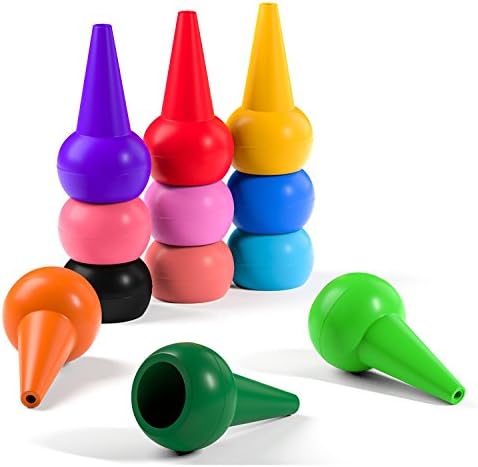 JamBer Toddlers Finger Crayons 12 Colors Paint Crayons Washable Palm-Grip Crayon Set Stackable Toy Safety and Non-Toxic for for Kids,Toddlers,Children,Boys and Girls Gift
