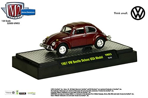 1967 VW BEETLE DELUXE USA MODEL (Maroon) * M2 Machines Auto-Thentics * Volkswagen Release 3 Castline 2015 Premium Edition 1:64 Scale Die-Cast Vehicle & Display Case Set ( VW03 15-51 )