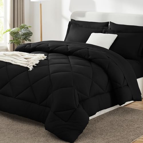 CozyLux King Comforter Set Black