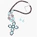 Winson Fashion Jewelry Set Women Blue Turquoise Cross Pendant Necklace Earring Set