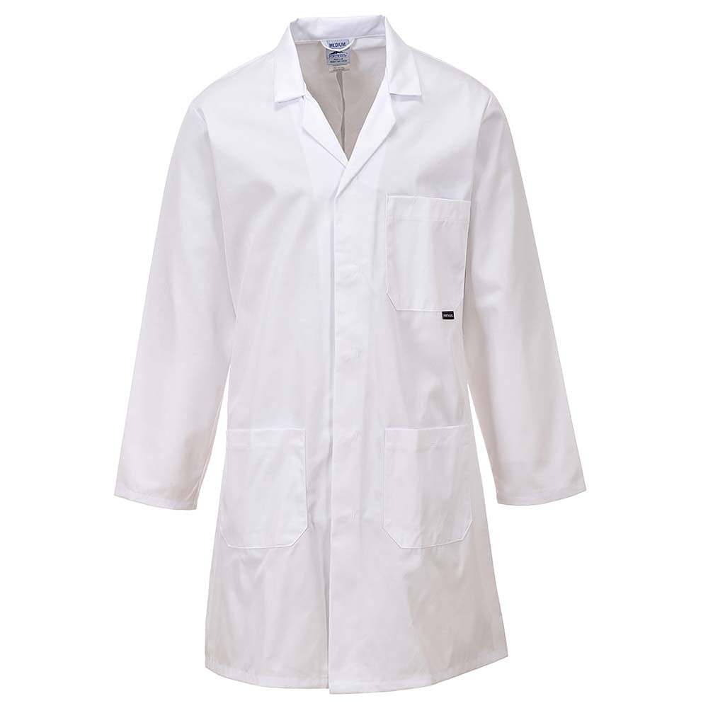 Portwest C852 Engineering Lab Coat Hard Wearing Food Hygiene General Laboratory Workwear Uniform Overcoat White X-Large