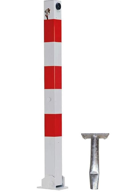 ABSPERRPFOSTEN 70x70mm Vierkantrohr, Umlegbar mit Profilzylinderschloß, zum Einbetonieren, ohne Ösen, Poller, Parkplatzsperre