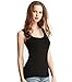 L&R Women's Modal-Spandex Ribbed Stretch Scoop Neck Tank Top,Small,Black