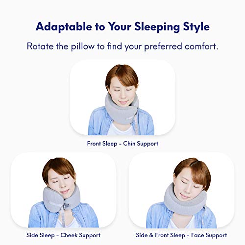 Cushion Lab Extra Support Travel Pillow, Award-Winning Patented Ergonomic Design for Chin & Neck Support Memory Foam Neck Pillow, Compact Airplane Pillow for Traveling, Flight, Car, Medium - Grey - Thumbnail 4