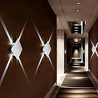 Alotm Modern Aluminum Wall Lamp, 4 Narrow Beam Spot Lights Sconce Wall Lighting Fixtures Wall Decor Ceiling Night Light for Bedroom, Living Room, Theater Studio Restaurant Hotel (Cool White)
