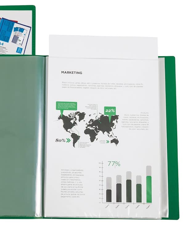 Liderpapel Personaliz 40 Polypropylene Kangaroo Sleeves A4 Green Transparent Cover and Back