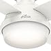 Hunter Fan 44 inch Contemporary Low Profile White Ceiling Fan with LED Light Kit and Remote Control (Renewed)